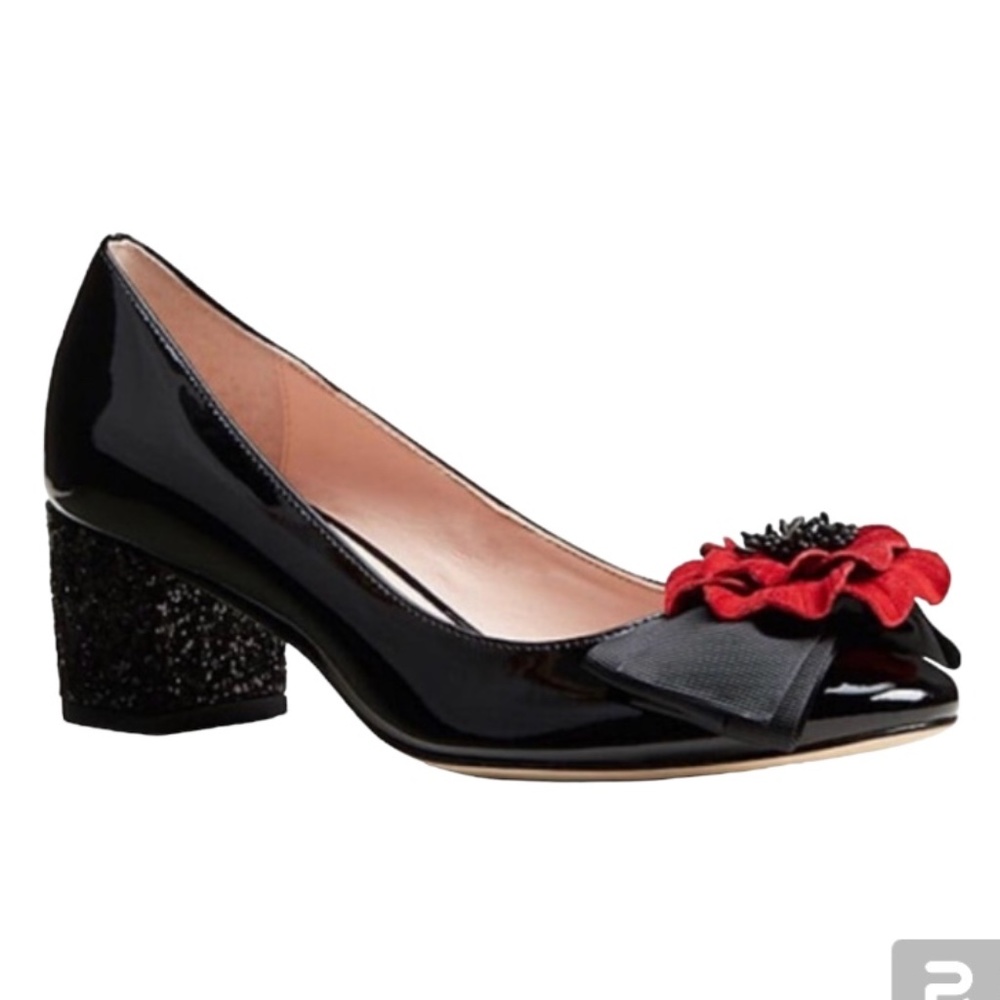 ISO IN SEARCH OF Kate Spade Milford Black Patent Leather Shoes Poppy Size 9